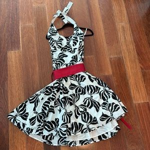 Trashy Diva Varga halter Dress zebra bows with red oribelt size 12